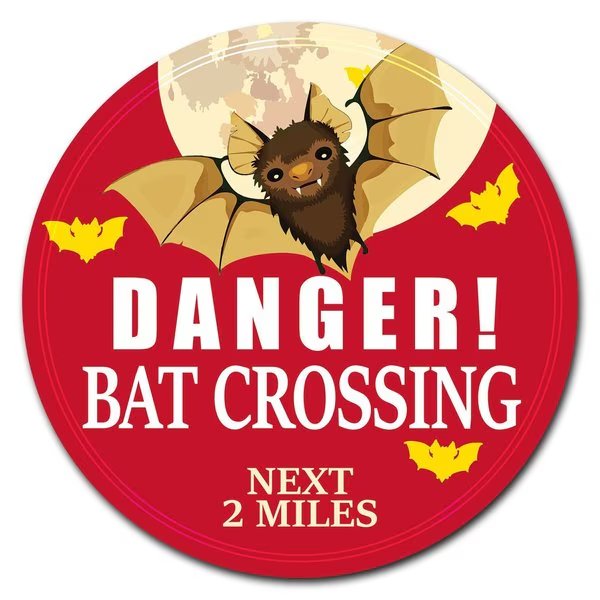 Bat Crossing Circle Vinyl Laminated Decal, Signmission, Mfr#: D-12-CIR-Bat Crossing
